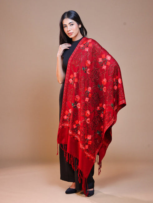 Women's Aari Embroidered Wool Stole